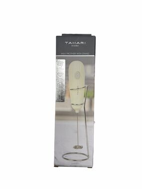 Tahari Cream Handheld Milk Frother with Metal Stand
